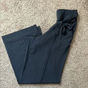 Black Wide-Leg Pants with Bow Detail
